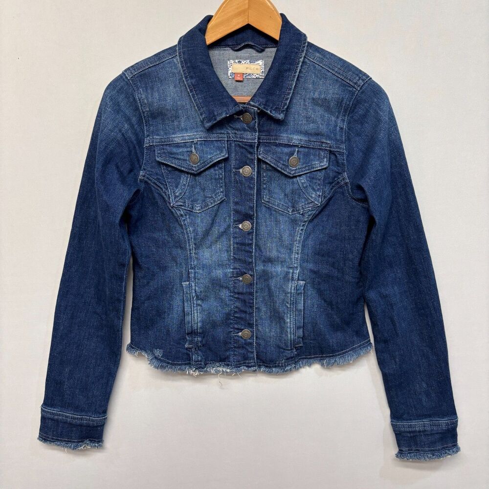 Pilcro Anthropologie Women Jean Denim Jacket Size Medium Blue C048 -15